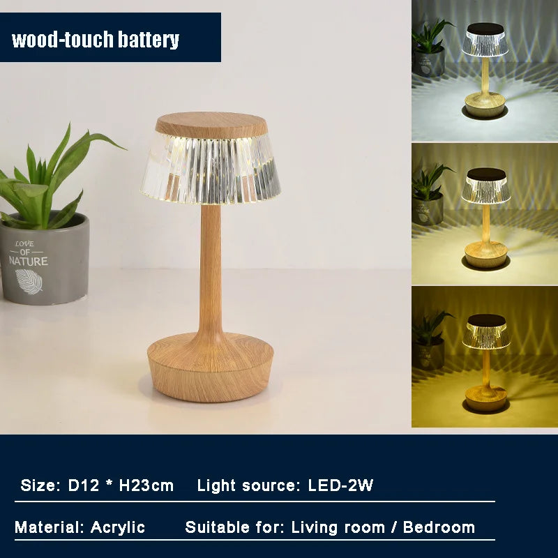 Fantastic Home Decorative Hotel Office Bedroom USB Cable Switch Crystal Lamp rechargeable table lamp For Bar Coffee Store
