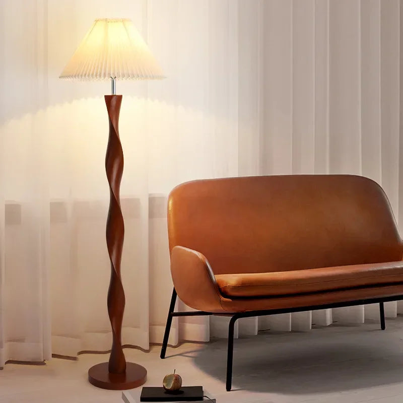 Chinese  Floor Lamp, Nordic Style, Classical Style, Living Room, Bedroom, Study, Bedside, Walnut Color, Luxury Solid Wood Lamp
