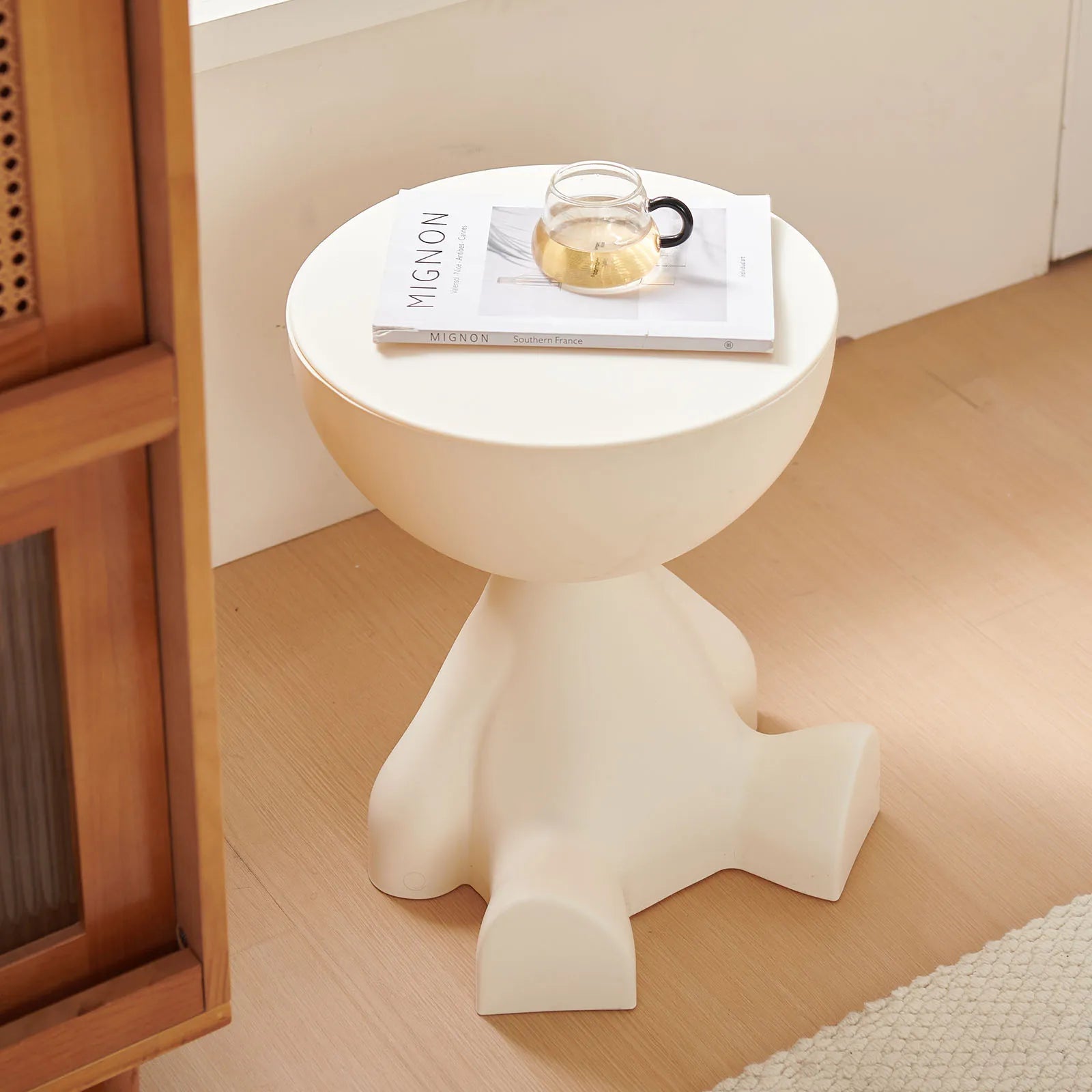 Round Matte Side Table with Hidden Storage – view 14, modern home furniture