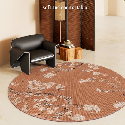 New Chinese Style Round Carpet Thickened Study Anti-slip Mat Light Luxury Carpets for Living Room Home Bedroom Decor Retro Rug