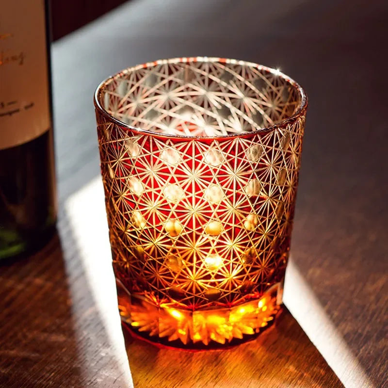Wine Glasses Luxe Handmade Chrysanthemum Glass Wine Set Edo Kiriko Whisky Glass Japanese Carved Wedding Wine Glasses Vintage Cup