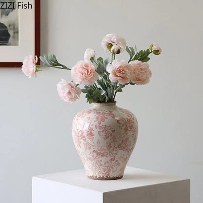 Creative Cracked Texture Vase Blue and White Porcelain Flower Pot Table Decoration Flower Arrangement Vases Room Aesthetic Decor