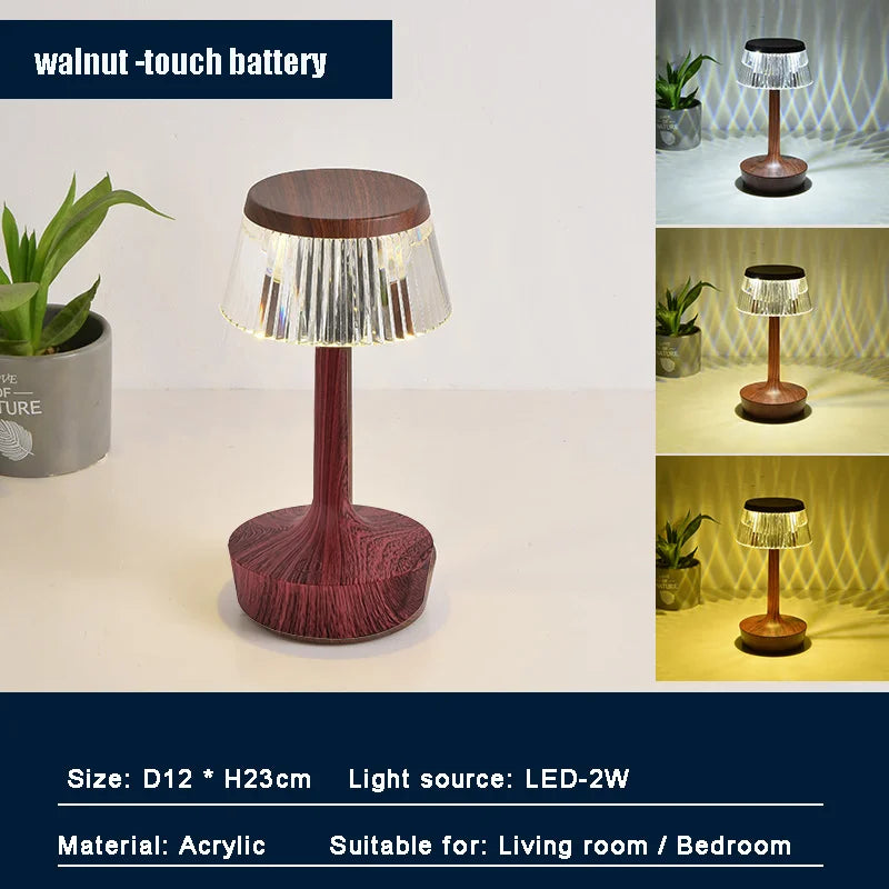 Fantastic Home Decorative Hotel Office Bedroom USB Cable Switch Crystal Lamp rechargeable table lamp For Bar Coffee Store