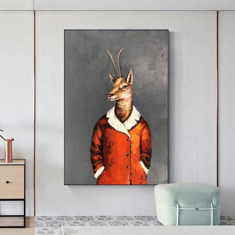 Creative Cartoon Picture Art, 100% Hand Painted, Abstract Oil Painting on Canvas, Wall Art for Living Room, Home Decor, No Frame