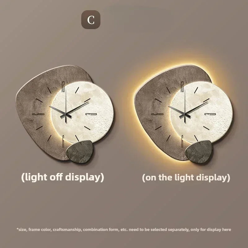 [3D imitation]Modern Clock with Light Design Clock Minimalism Wall Clocks Stylish Large Living RoomMechanism Silent Decoration