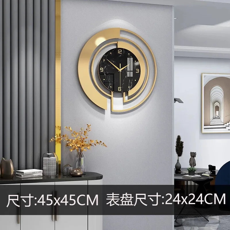 Nordic Light Luxury Metal Wall Clock Fashion Design Large Home Decoration Pendant Clock Hotel Living Room Wall Hanging Clocks