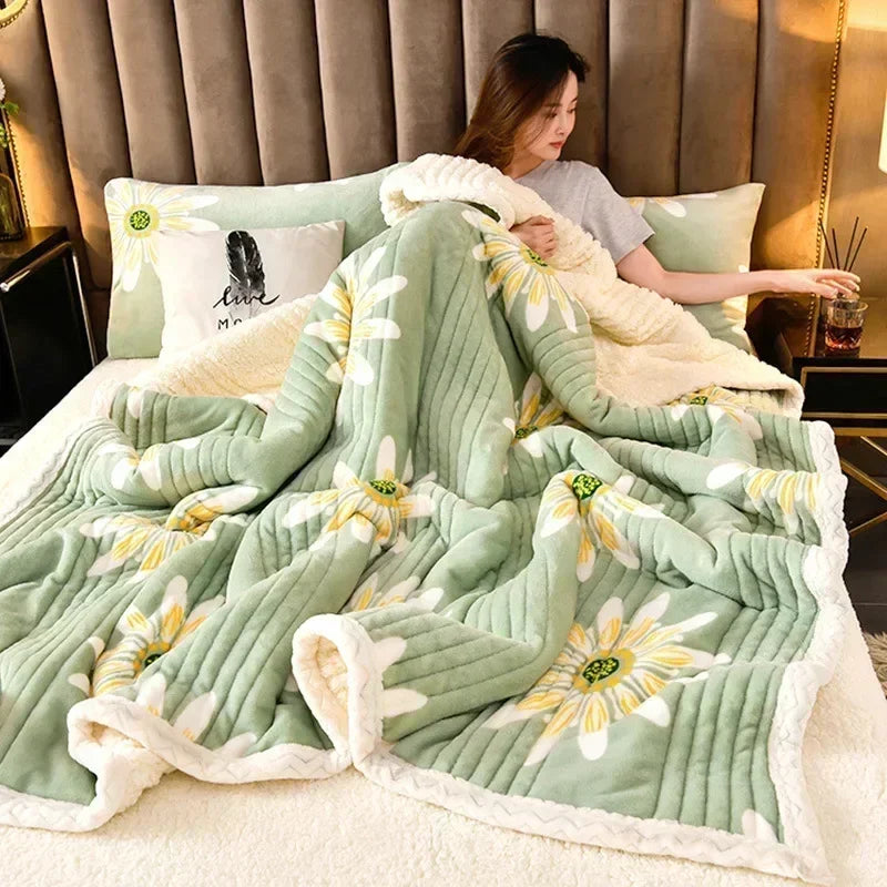 Soft Fluffy Warm Winter Blanket Thicken Lamb's Wool Autumn Warmth Blankets for Bed Milk Velvet Comfortable Sofa Blanket Throw