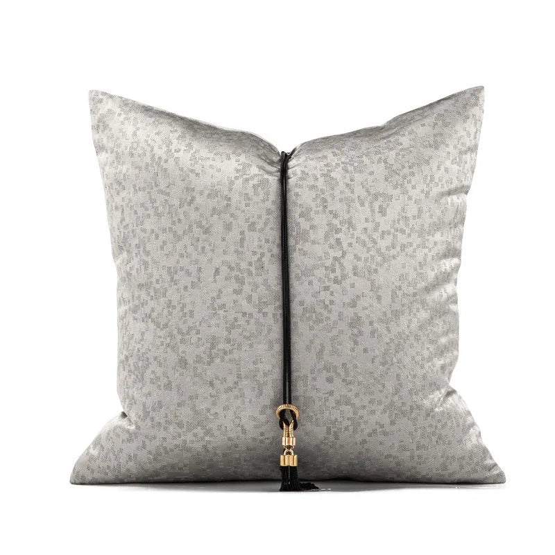 1pc Arabic Macrame Pillow Cover with Tassel, Luxury Jacquard Cushion Cover Gray, Sofa Pillow for Home Hotel Decor