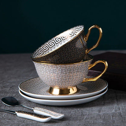 Exquisite and Luxurious European Style Bone China Coffee Cup and Plate Set, Fashionable and High-end Gift Set