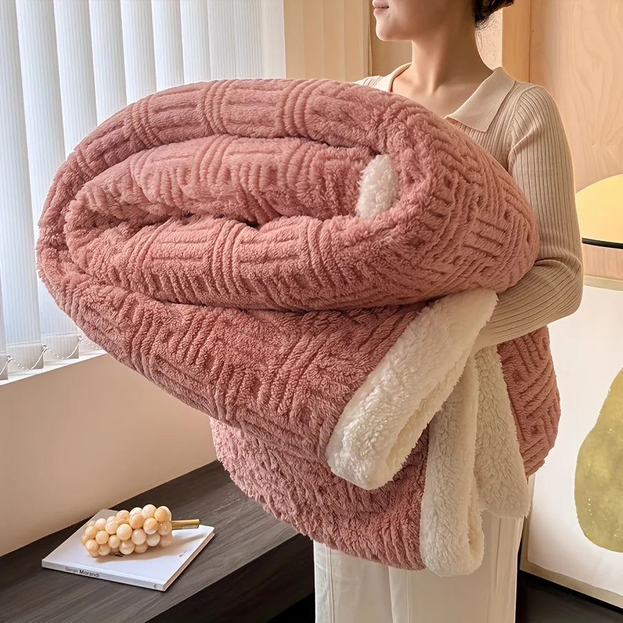 Deluxe Vintage Double Blanket - Soft Plush Gaff And Imitation Wool | Machine Washable | Milk Velvet Knit Fabric