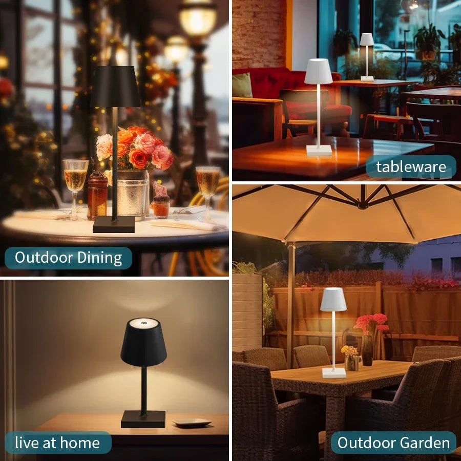 LED Desk Lamp Rechargeable Table Lamp 3 Levels Dimmable Bar Restaurant Ambiance Wireless Touch Lamps Waterproof Led Lights