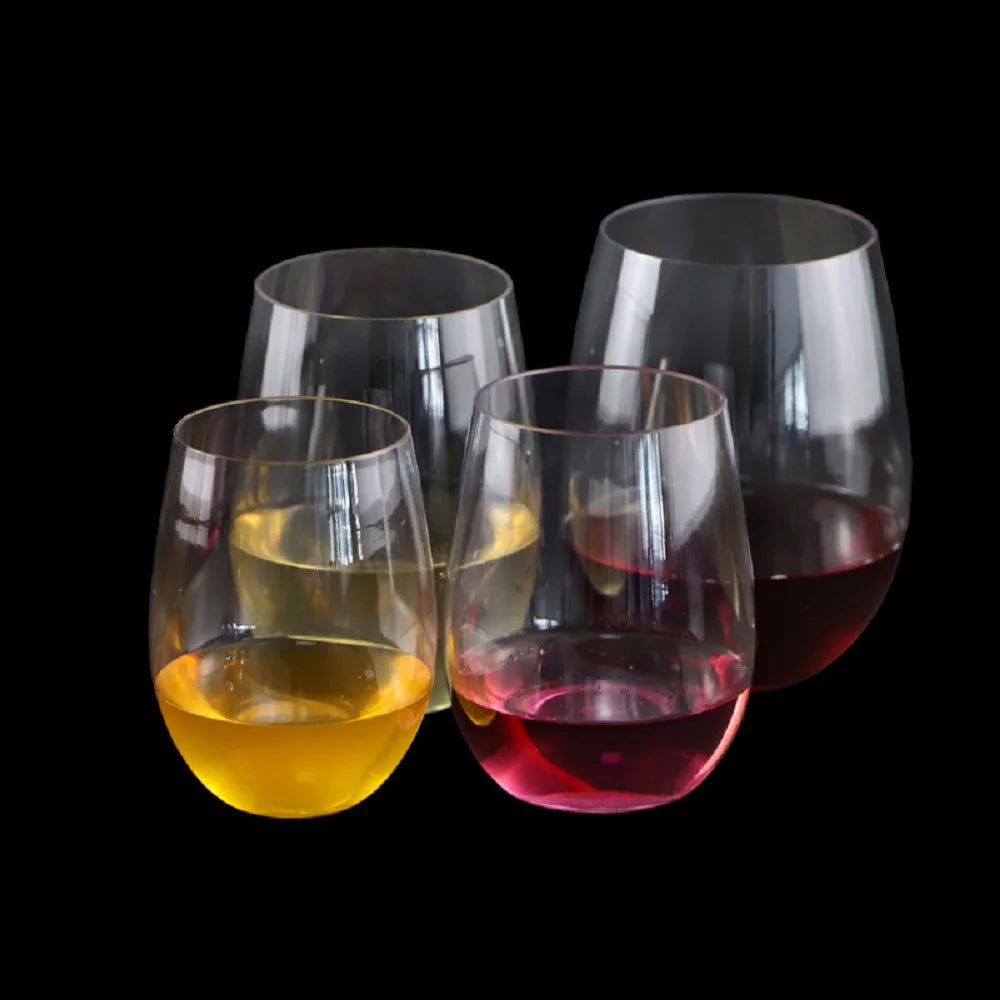 12PCS Stemless Dispossable Wine Glasses 16 Ounce Smooth Rim Plastic Tumblers for Red White Wine Juices Water Dishwasher Safe