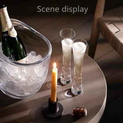 ​​Hand Blown Champagne Flutes Glasses | Clear Crystal for Weddings & Parties | Housewarming Toasting Cups Gifts​​
