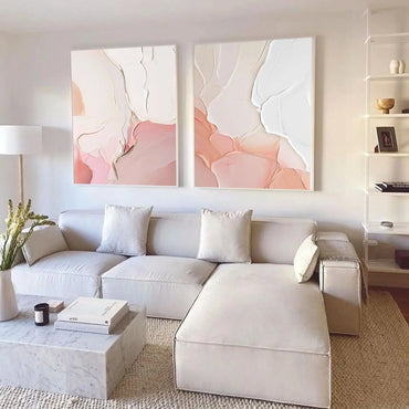 Pink Milk Color Pic 100% Hand Painted Modern Abstract Oil Painting On Canvas Wall Art  For Living Room Home Decoration No Frame
