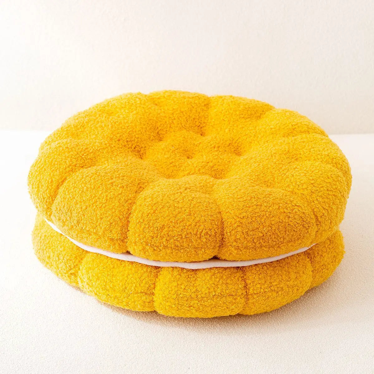 Lamb Wool Biscuit Cushion Cute Cartoon Plush Bolster with Round Sandwich Cookies Home Office Sofa Chair Decorative Pillow