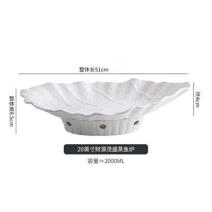 Large Irregular Fish Plate Household Cauldron Bowl Heating and Insulation Plate Ceramic Hotel Tableware Soup Plate