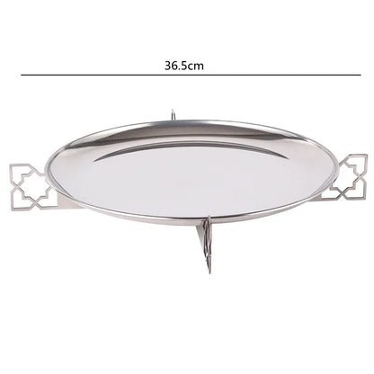 Luxury Mirror Stainless Steel Storage Tray, Circular Fruit Tray, Irregular Wrinkled Art Decoration Tray, Scandinavian Style