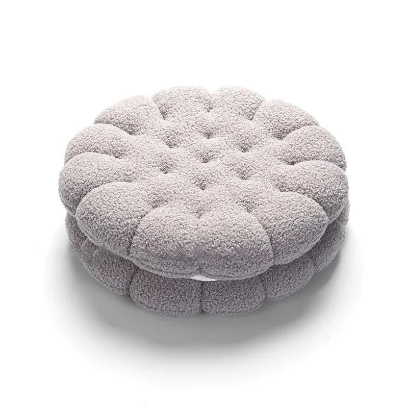 Lamb Wool Biscuit Cushion Cute Cartoon Plush Bolster with Round Sandwich Cookies Home Office Sofa Chair Decorative Pillow