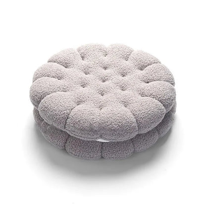 Lamb Wool Biscuit Cushion Cute Cartoon Plush Bolster with Round Sandwich Cookies Home Office Sofa Chair Decorative Pillow