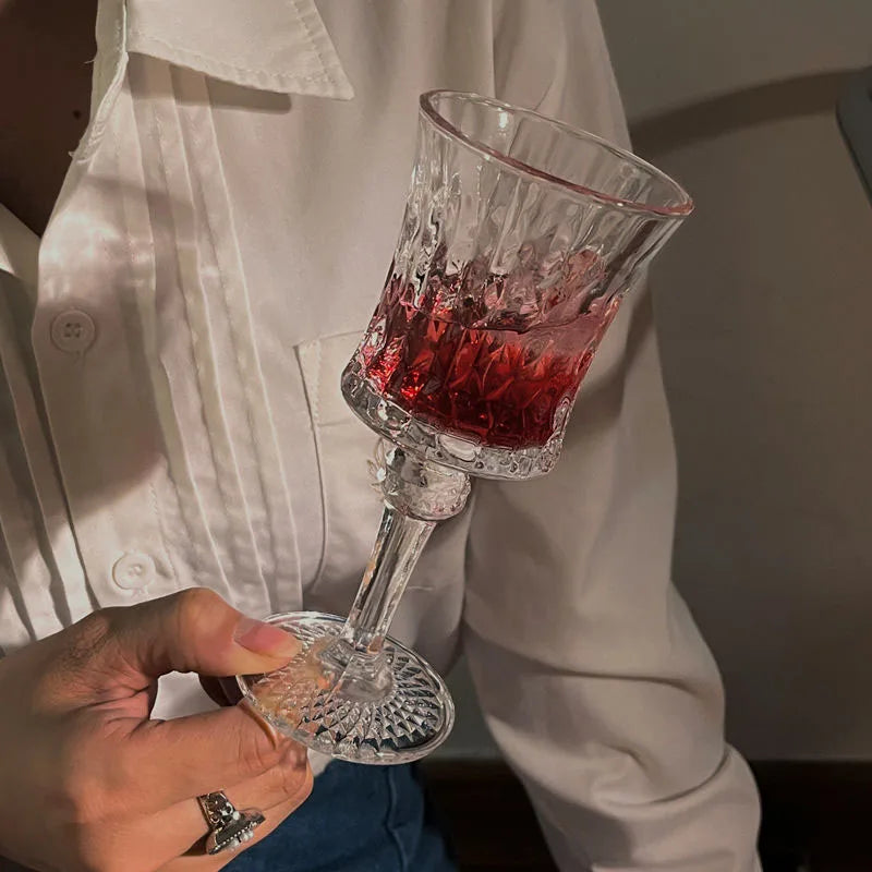 Artwork 190ml/270ml Collection Level Handmade Red Wine Glass Embossed Crystal Burgundy Bordeaux Goblet Tasting Cup copas de vino
