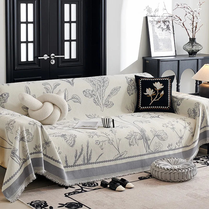 Vintage Flower Thicken chenille Sofa Cover Sofa Blanket simple cushion ins wind sand hair towel fashion lunch blanket Sofa Towel