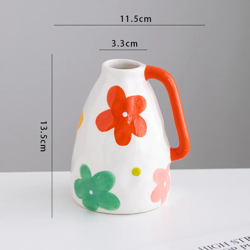 Aesthetic Ceramique Blanc Vase Rustic Kawaii Modern Minimalist Vase Bedroom Ornaments Vasi Per Fiori Home Decoration Living Room