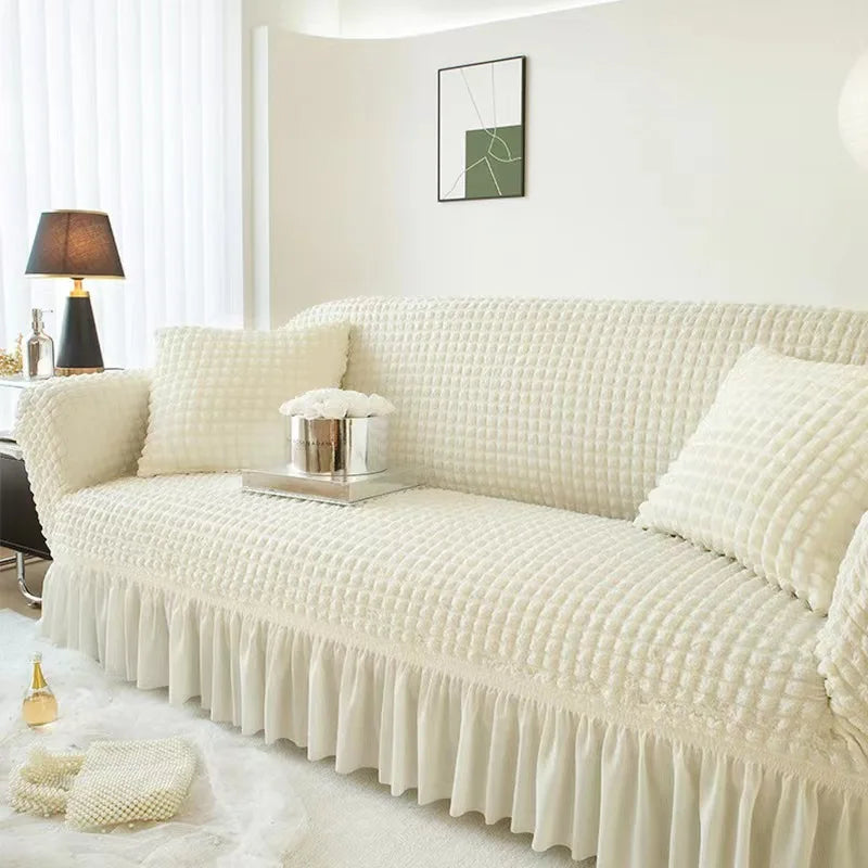 1/2/3/4 Seater Seersucker Sofa Slipcover High Stretch Couch Cover Thick Corner Sofa Protector Elastic Corner Couch Covers