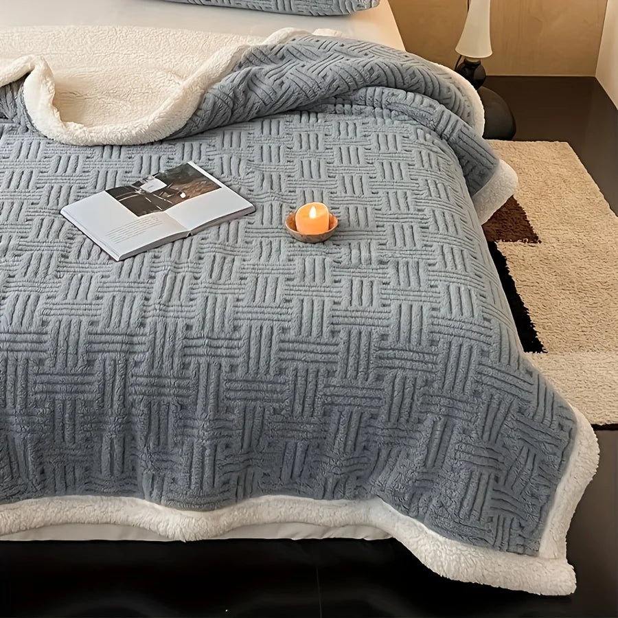 Deluxe Vintage Double Blanket - Soft Plush Gaff And Imitation Wool | Machine Washable | Milk Velvet Knit Fabric