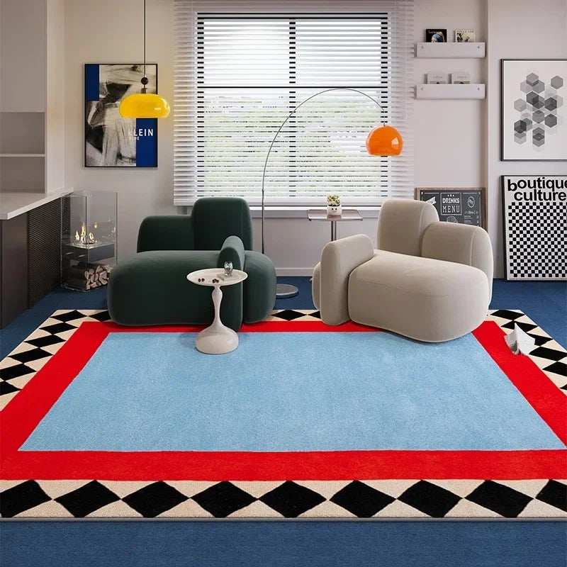 VIKAMA Colorful Living Room Carpet Light Luxury High-end Bedroom Bedside Rug Large Area Retro Art Sofa Coffee Table Floor Mat