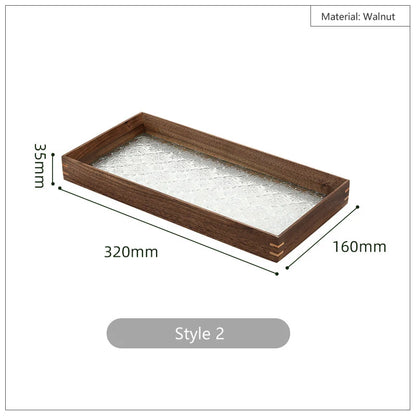 HeMu Vintage cherry-apple flower glass wooden tray tabletop decoration set aromatreatment tea sea reception tea tray