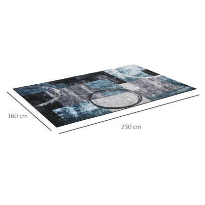HOMCOM Large Blue Area Rug, Geometric Carpet for Living Room Bedroom, 160x230cm