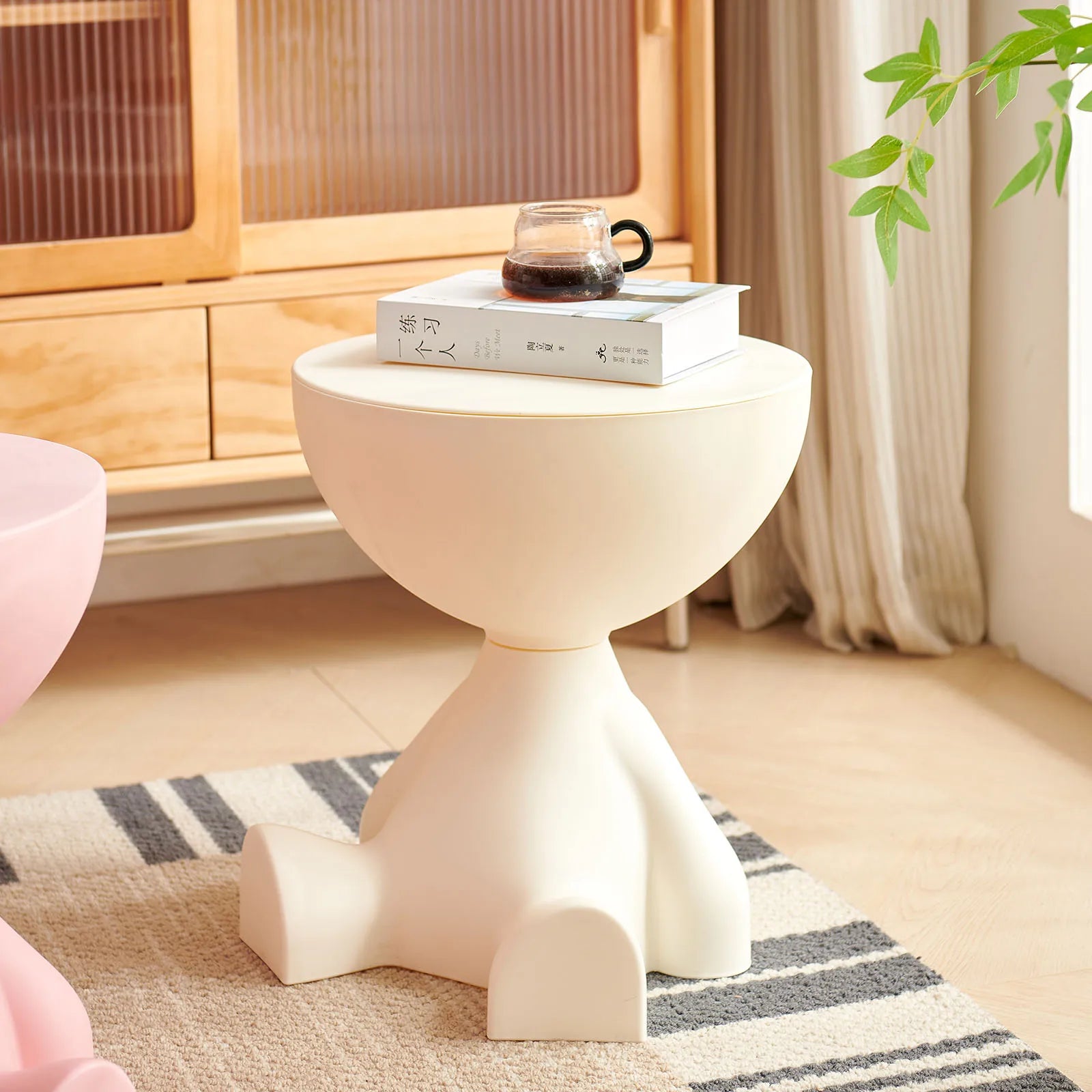 Round Matte Side Table with Hidden Storage – view 7, modern home furniture