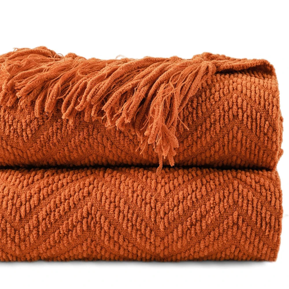 Battilo Knitted Throw Blanket for Couch Soft Thick Decorative Sofa Blanket Plaid Bed Throw Bedspread on the Bed Home Room Decor