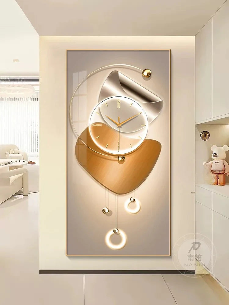 Modern Design Wall Clock Living Room Entrance Corridor Wall Decor Mute Digital Clock Large Abstract Hanging Painting Wall Watch