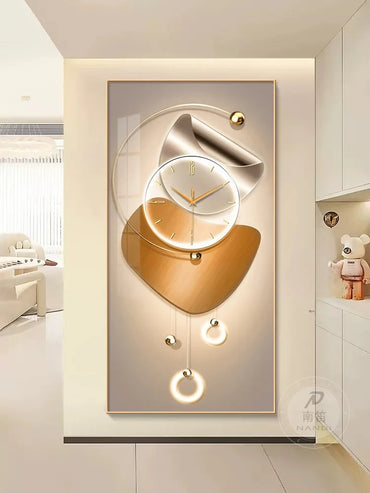 Modern Design Wall Clock Living Room Entrance Corridor Wall Decor Mute Digital Clock Large Abstract Hanging Painting Wall Watch