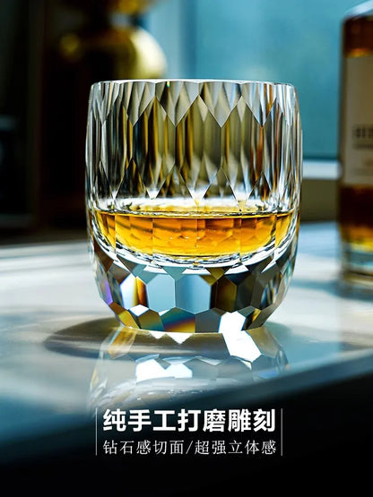 Japanese Handmade Carved Crystal Glass Whisky Glasses, Household Foreign Wine Glasses, Water Glasses, Gift Collection, 200ml