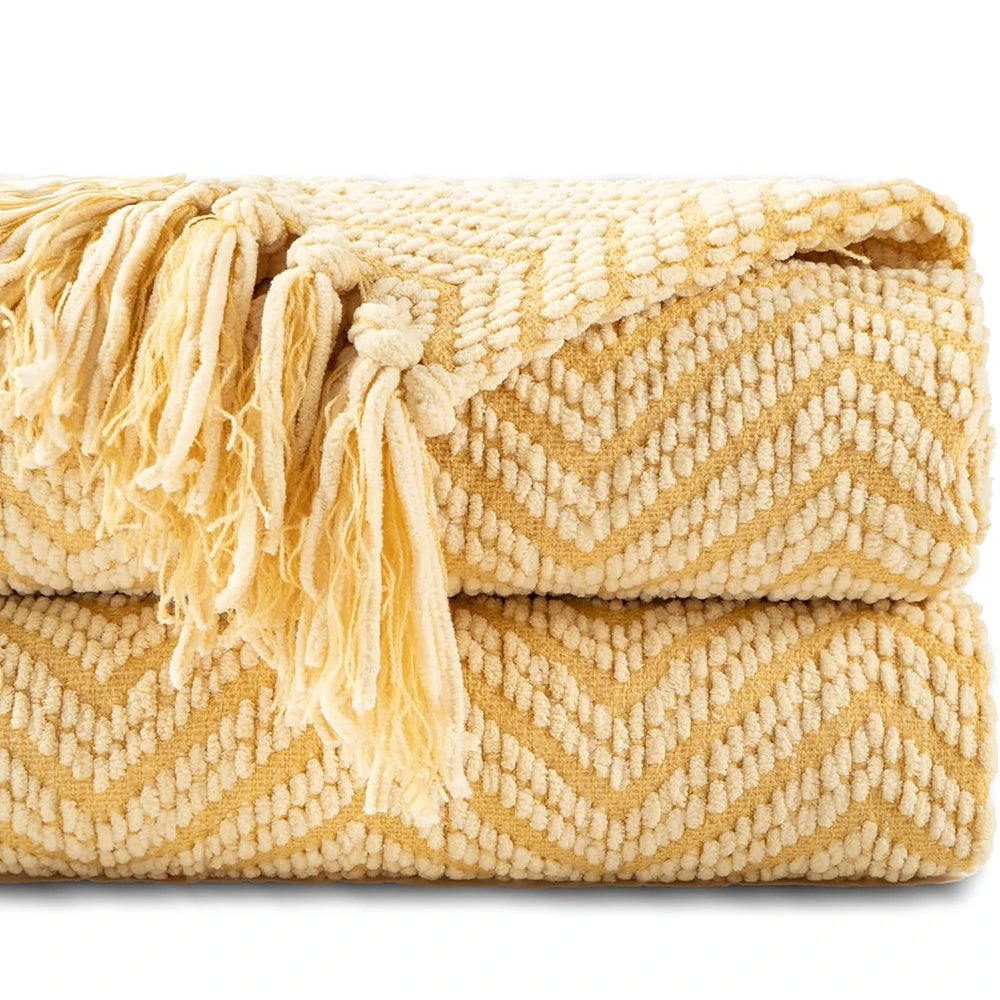 Battilo Knitted Throw Blanket for Couch Soft Thick Decorative Sofa Blanket Plaid Bed Throw Bedspread on the Bed Home Room Decor