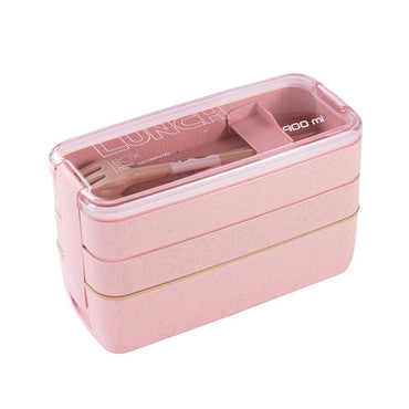 Y51A-Portable Bento Box, 3-Layers Lunch Box, 900ML Wheat Straw Dinnerware Food Storage Container Green Durable 11.2 X 8.2 X 18.5