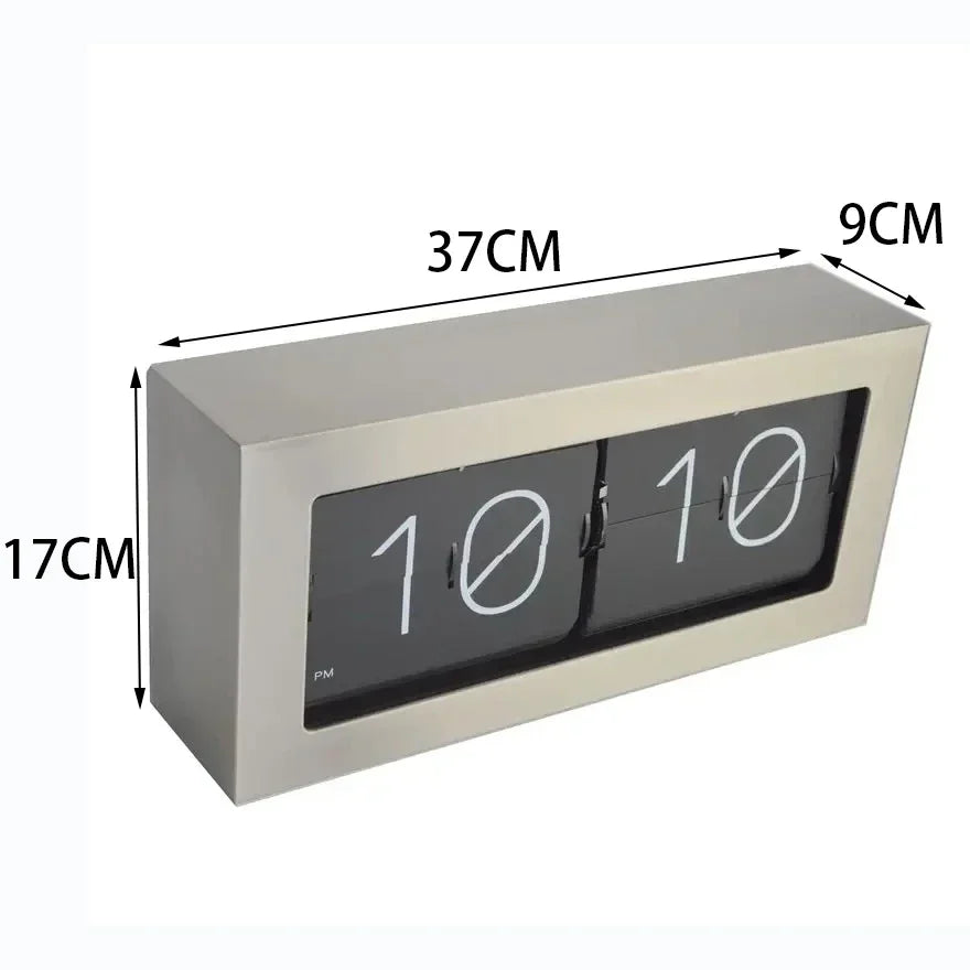 Retro Metal Table Clock Digital Clocks Flip Watch Interior Silent Bedside Bedroom Desk Accessories Silver Home and Decoration