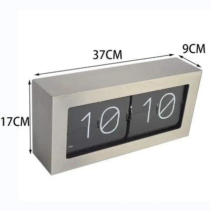 Retro Metal Table Clock Digital Clocks Flip Watch Interior Silent Bedside Bedroom Desk Accessories Silver Home and Decoration