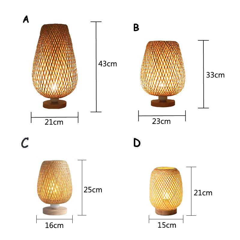 OUDELADI Vintage Bamboohandicraft Table Lamps Handmade bedroom bedside desk lights living room decor warm bamboo wood lamp