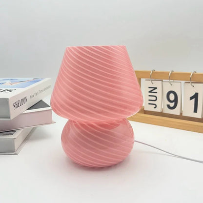Glass Table Lamp Mushroom Desk Lamps Bedroom Bedside Desktop Decorative Room Night Light Modern Minimalist Atmosphere Led Lights