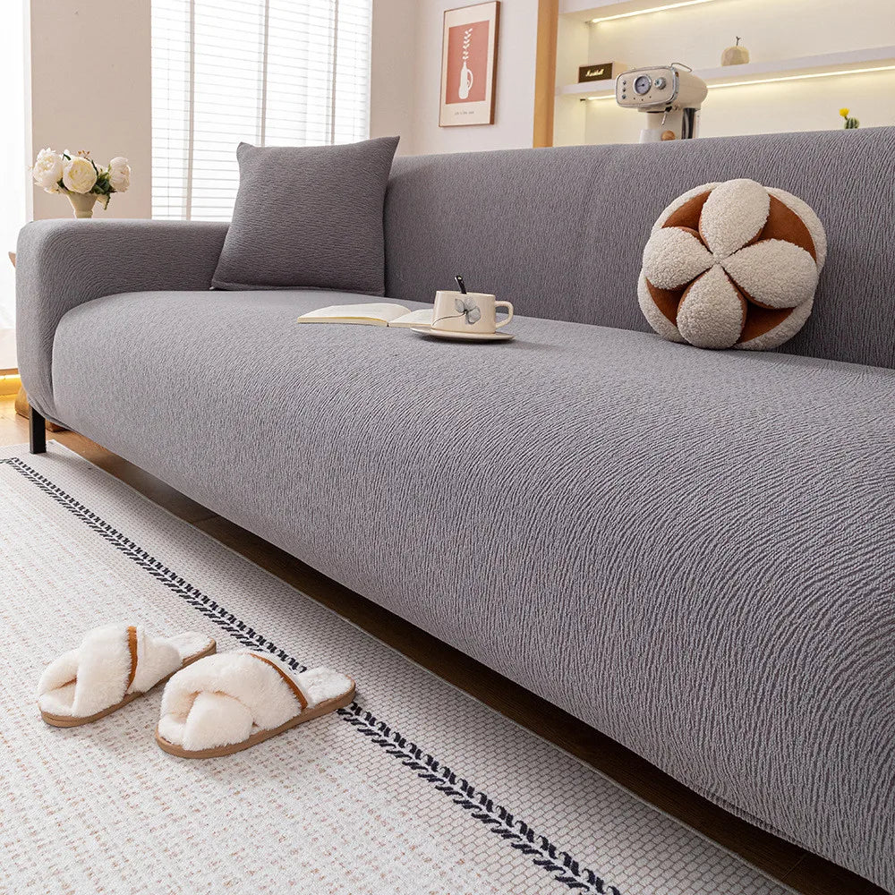 1pcs Simple Solid Chenille Sofa Cushion 4 Season Universal Integrated Elastic Non Slip All Inclusive Couch Cover Mat