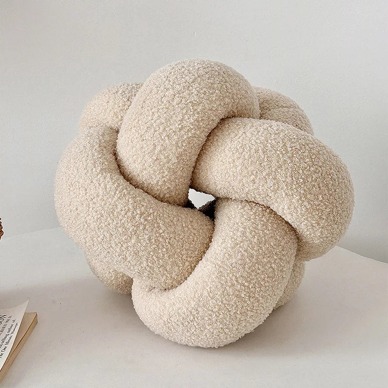 Knotted Ball Pillow Lamb Velvet Pillow Sofa Pillow Living Room Single-standed Octagonal Cushion Bed Backrest