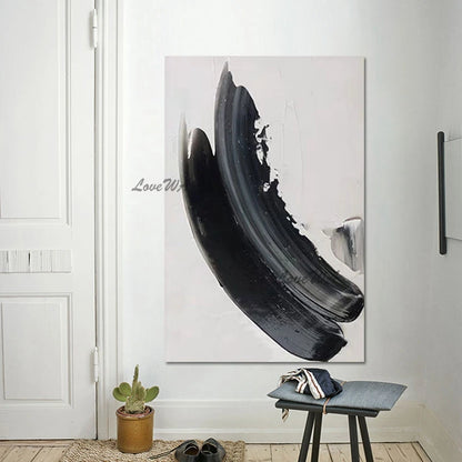 Modern White Black Art Textured Hand Drawing Wall Poster Frameless Canvas Abstract Paintings Wholesale Of 3D Picture Decor