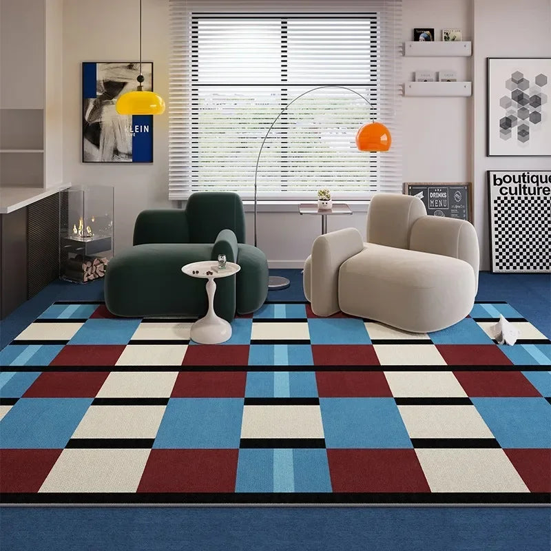 VIKAMA Colorful Living Room Carpet Light Luxury High-end Bedroom Bedside Rug Large Area Retro Art Sofa Coffee Table Floor Mat