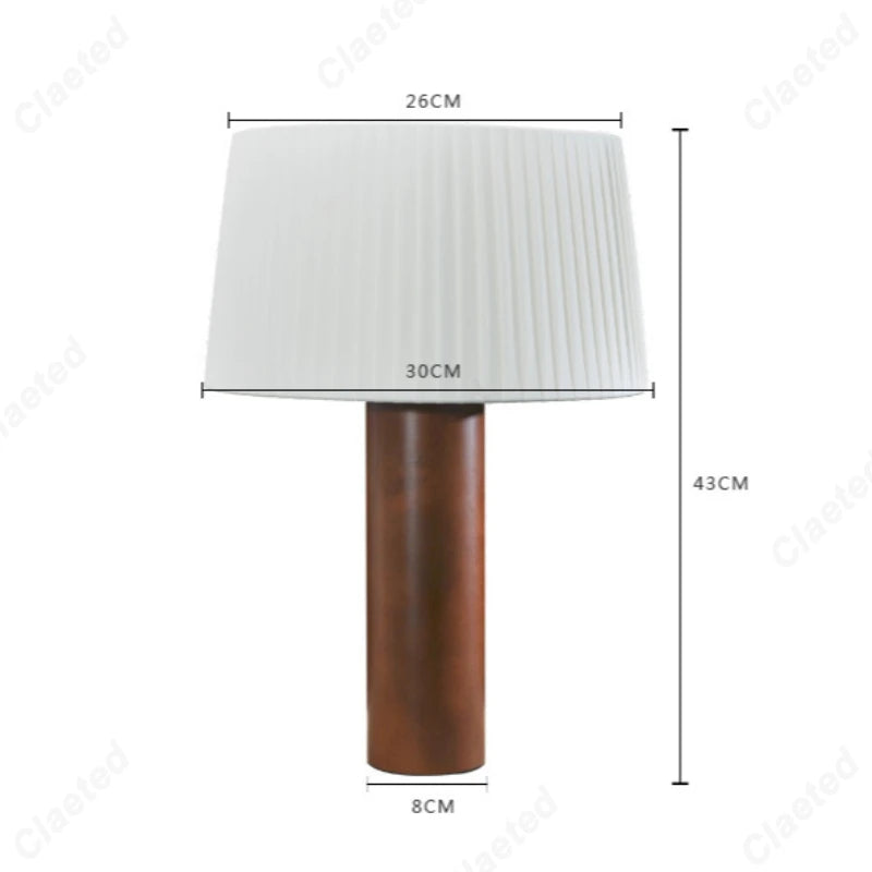 New Simple LED Pleated Solid Wood Table Lamp Living Room Study Bedroom Bedside Atmosphere Lighting Lamps