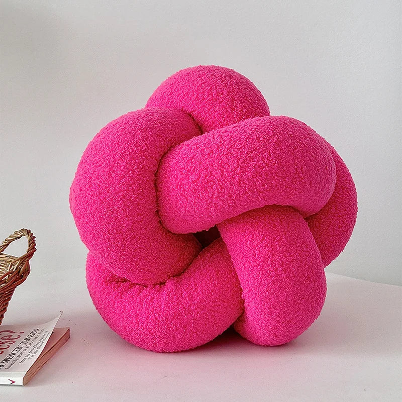 Knotted Ball Pillow Lamb Velvet Pillow Sofa Pillow Living Room Single-standed Octagonal Cushion Bed Backrest