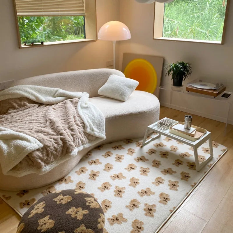 Japanese Style Carpets for Living Room Minimalist Bedroom Decor Plaid Carpet Checkerboard Lounge Rug Large Area Plush Floor Mat