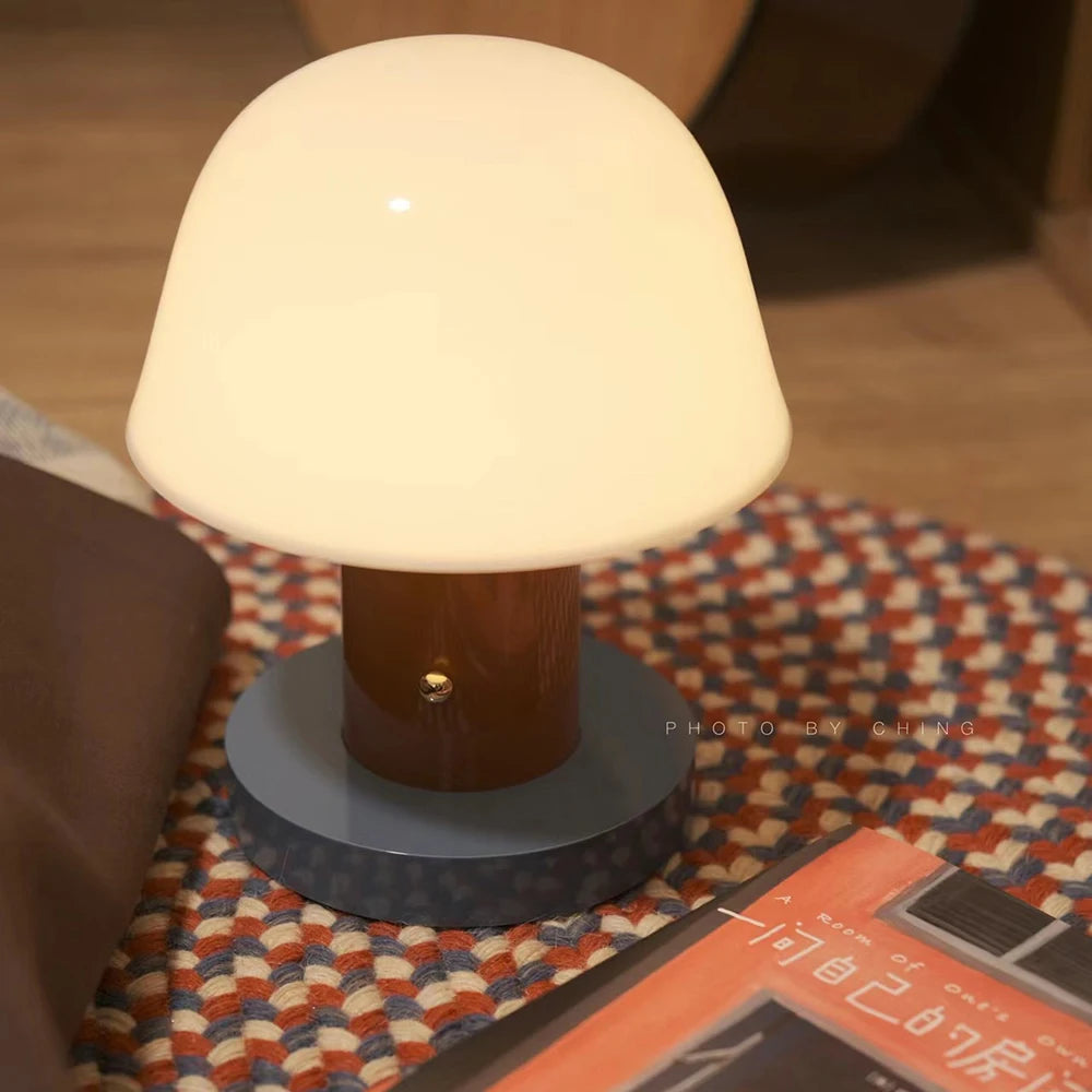 Mushroom table lamp bedroom bedside decorative lamp USB charging LED touch switch desk lamp